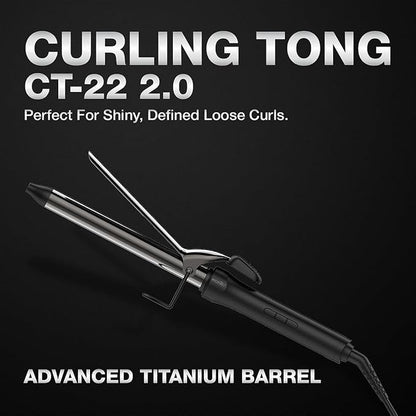 IKONIC CURLING TONG- 22MM 8inch Titanium Barrel Hair Curler Machine (BLACK & GOLDEN) with Safety Clip, Comfortable Rubber Grip for Salon like Hair Curls, Professional Hair Styling Tool CT-22
