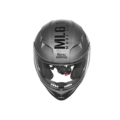 Royal Enfield Mod Adroit MLG Modular Face helmet | Certification: ISI | Impact Protection: High-density EPS liner | Polycarbonate Visor | Micrometric lock | BLACK M