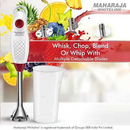 Maharaja Whiteline HB-124 Hand Blender, 175W (White, 1 Jar)