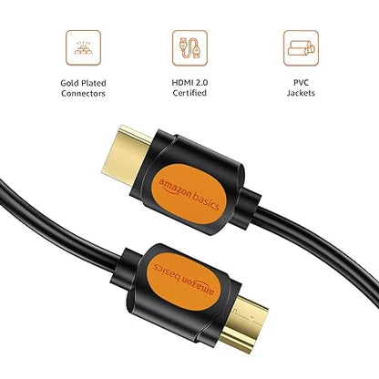 Amazon Basics High Speed HDMI Cable (Gold-Plated, A Male to A Male) - Supports 4K @60Hz and Audio Return (6 Feet)