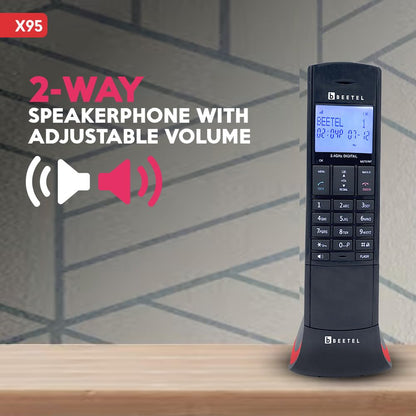 Beetel X95 Flagship Designer Expandable Cordless Landline Phone,Proudly Designed in India,2.4Ghz,Dual Tone,Blue-White LCD,2-Way Speaker Phone,Ringer & Volume Control,Auto Answer,Alarm(X95)