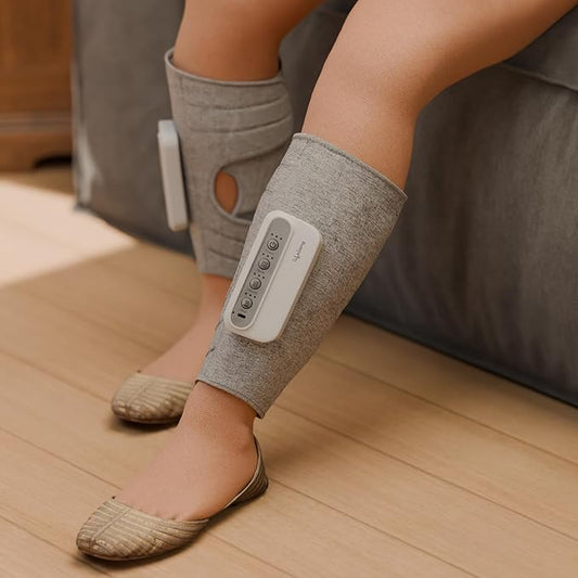 Lifelong Wireless Air Pressure Leg Massager Machine for Both Legs for Home with Heat - Relaxing Shiatsu & Kneading Calf Massage - Variable Intensity for Pain Relief-Improves Blood Circulation (LLM882)