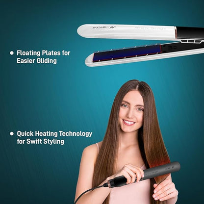 Ikonic Me Xtreme Hair Straightening Machine for Women & Men | Quick Heating Ceramic Floating Plate | Digital Temperature Display Straightener Curler Styling Tool | 360° Cord | Frizz-Free Shiny Salon Finish - Stone