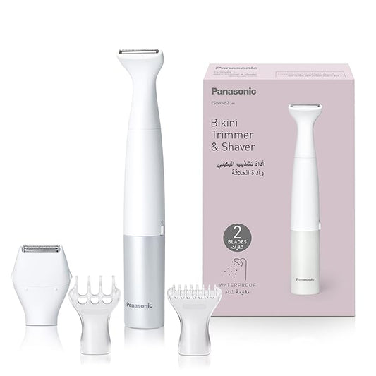 Panasonic ES-WV62-H24B Bikini Trimmer and Shaver for Women, 4 Attachments for Gentle Grooming in Sensitive Areas, Waterproof Design,White