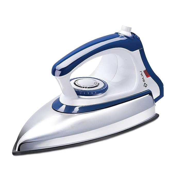 Bajaj Stainless Steel Majesty Dx-11 1000 Watts Dry Iron With Advance Soleplate And Anti-Bacterial German Coating Technology, White And Blue