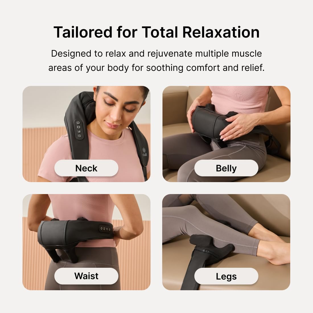 Cult Deep Relax Neck & Shoulder massager, Deep tissue Kneading Shiatsu rollers for Pain Relief, Cordless massager