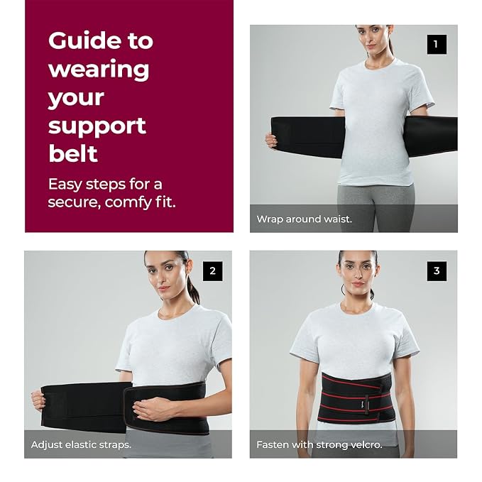 Lifelong Contoured Lumbar Sacral Belt with Hot & Cold Pack | Adjustable Elastic Straps, 4 Metallic Splints & Strong Back Support | Free Size, Breathable Sweat-Free Fabric for Pain Relief & Posture (LLOBS06)