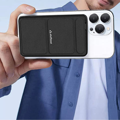 Stuffcool PB9063W 5000mAh Magnetic Powerbank Compatible with Apple Watch Charging and Leather Kick Stand - Black
