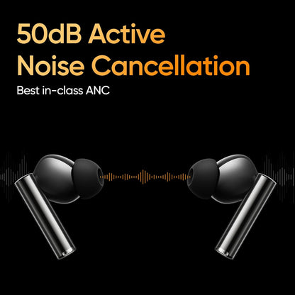 Realme Buds Air 5 Pro Truly Wireless in Ear Earbuds with 50Db ANC, Realboost Dual Coaxial Drivers, 360? Spatial Audio Effect, LDAC HD Audio, Upto 40Hrs Battery with Fast Charging (Astral Black)