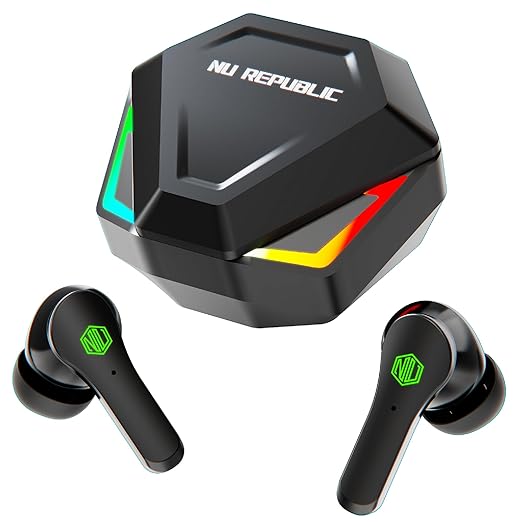 Nu Republic Starbuds Z Truly Wireless in Ear Earbuds with X-Bass Technology, ENC Technology, 56 Hrs Playtime, TWS with Mic and Hall Sensor Function, Bluetooth V5.3, Type-C Fast Charging (Black)