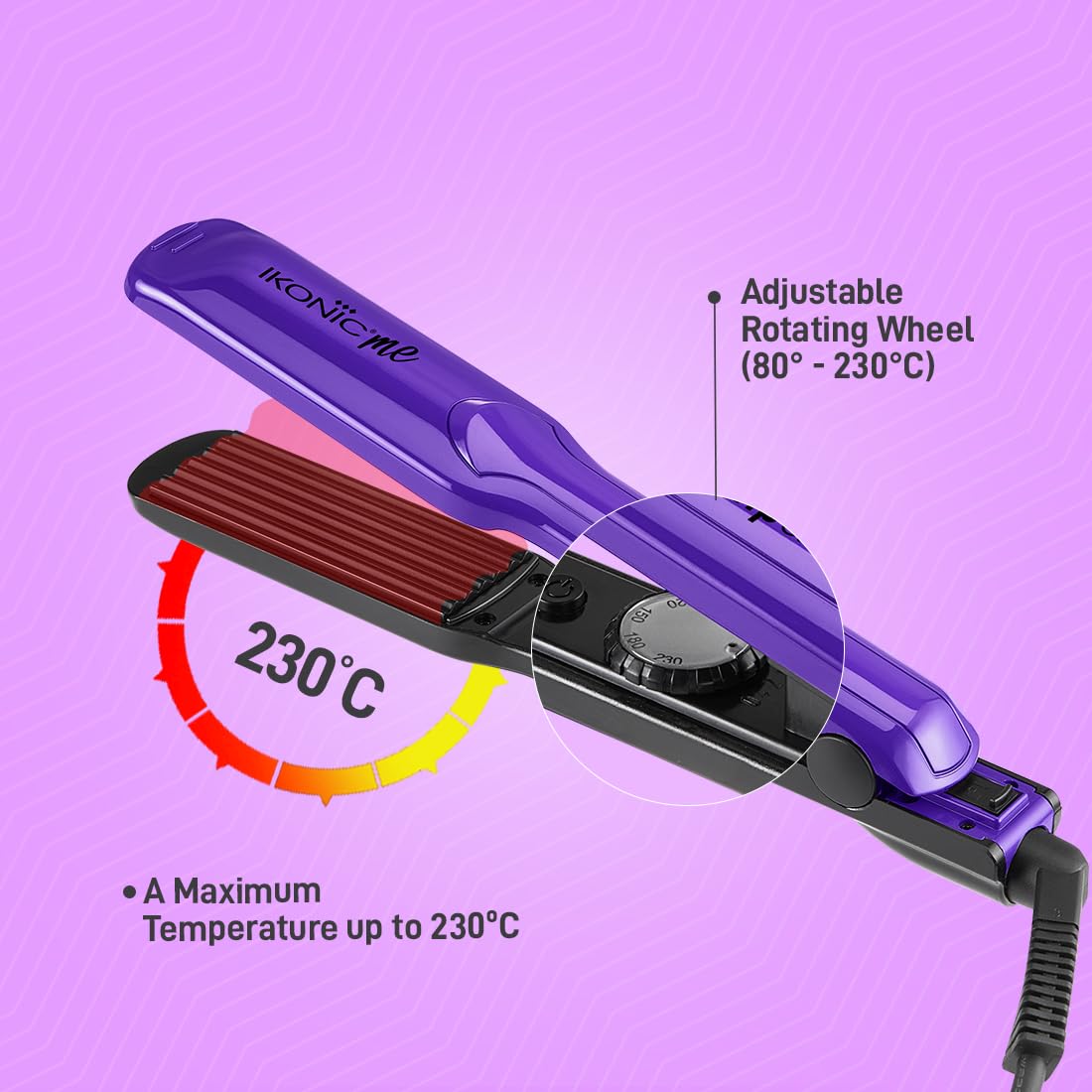 IKONIC Crimp & Style Hair Crimper, Purple