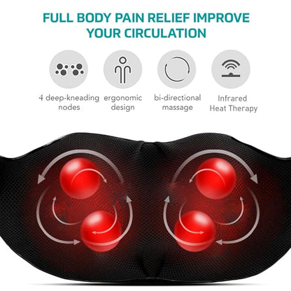 beatXP Deep Heal Shiatsu Massager with Infrared Heat Therapy | Full Body Massager with 4D Kneading Massage for Shoulder, Neck, Back, Muscle Pain Relief, 1 Year Warranty, Corded Electric