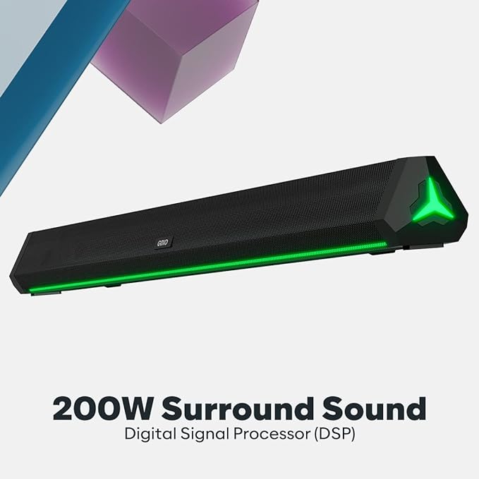 GOVO GOSURROUND 900 | 200W Soundbar | 2.1 Channel Home Theatre | Deep Bass from 6.5” Subwoofer | BT v5.3, HDMI, AUX, USB Connectivity | 4 EQ Modes | Sleek Remote &amp; LED Lights+Display (Platinum Black)