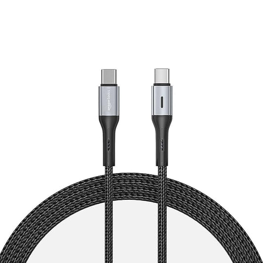 amazon basics Type C To Type C Braided 60W Charging Data Cable (Black/Blackish Green - 1.2 Meter), Black