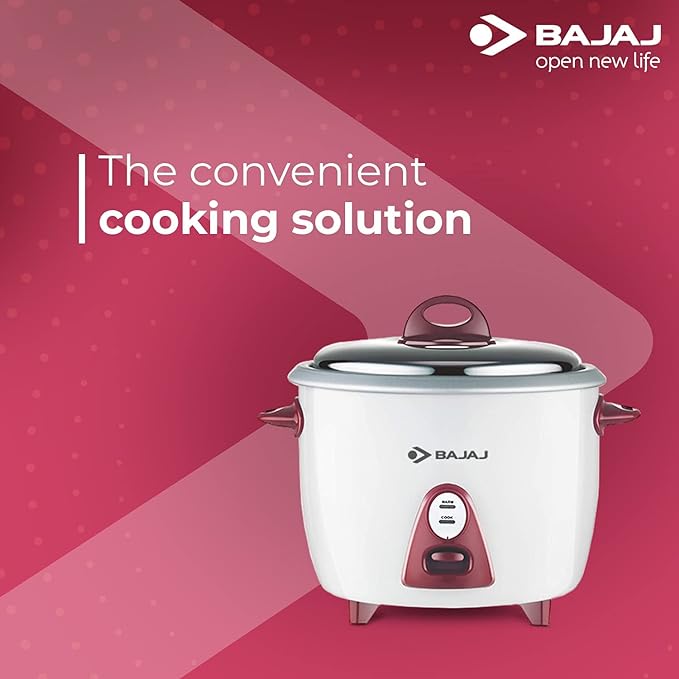 Bajaj Majesty New RCX 3 350-Watt Multifunction Rice Cooker (White/Pink)