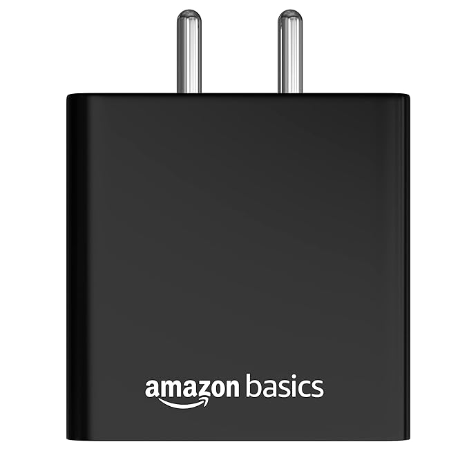 Amazon Basics High Power 65W Mobile/Laptop Charger Dual Port Output with Type-C Charging Cable (Black)