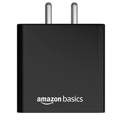 Amazon Basics High Power 65W Mobile/Laptop Charger Dual Port Output with Type-C Charging Cable (Black)