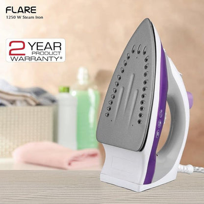 Havells Plastic Flare 1250 Watts Steam Iron With Vertical & Horizontal Ironing | Teflon Coated Sole Plate| Powerful Mist Spray With 3 Functions| 360° Swivel Cord|2 Years Manufacturer Warranty (Purple)