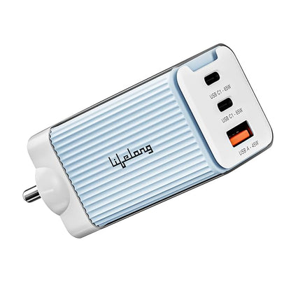 Lifelong Electronics 65W Super Fast GaN Charger PD Technology | 1 USB A + 2 Type C Ports | iPhone 17/16/15/14 (Including Pro Max), Android, Samsung | Laptops - MacBook, Dell, HP, Lenovo, Acer, ASUS
