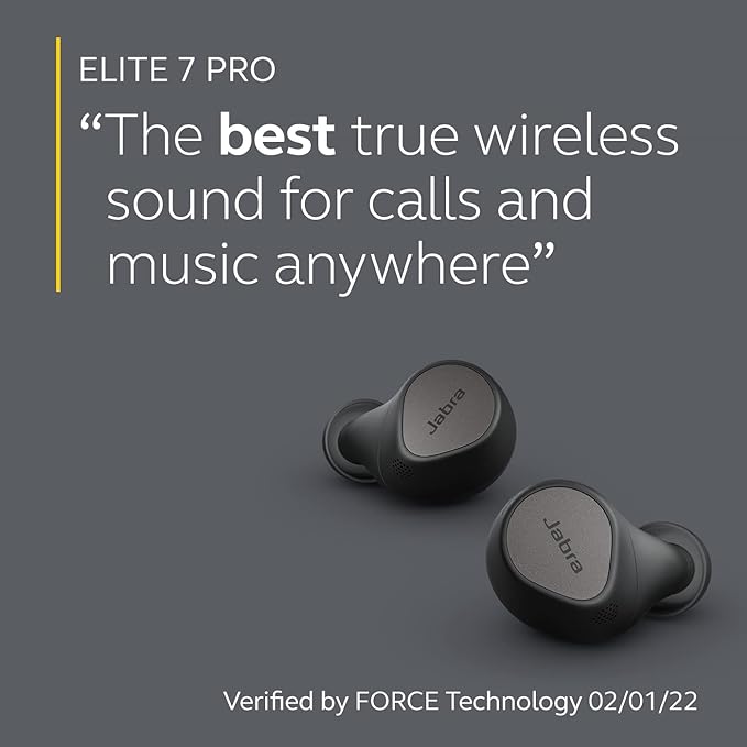 Jabra Elite 7 Pro in Ear Bluetooth Truly Wireless in Ear Earbuds with Mic, Active Noise Cancellation, Compact Design, MultiSensor Voice Tech - Titanium Black