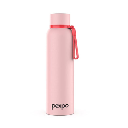 PEXPO Water Bottle 1 LTR Stainless Steel | Hot and Cold Flask | ISI Certified Steel Bottle | Three Layer Insulation | Leakproof | for Home, Office | 1-Year Warranty |Bravo 1000| Baby Pink