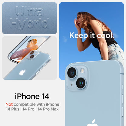 Spigen Ultra Hybrid Back Cover Case for iPhone 14, Clear Transparent, Durable Hybrid Structure - Polycarbonate + TPU | Frost Clear