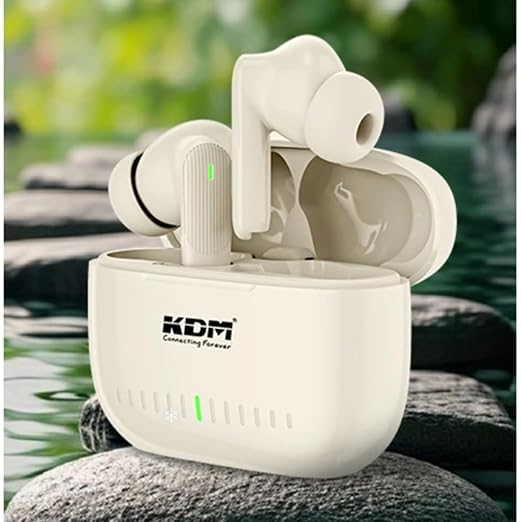 KDM – Z5 ZENPODS Truly Wireless in Ear Earbuds with 32hrs Playtime, Buds TWS, Low Latency, 13mm Bass Drivers, Type-C Fast Charging, Noise Isolation, White