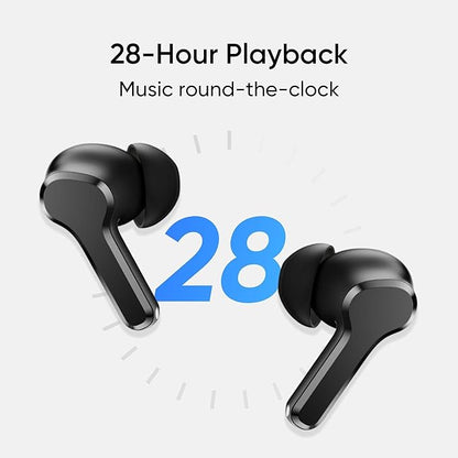 realme TechLife Buds T100 Bluetooth Truly Wireless in Ear Earbuds with mic, AI ENC for Calls, Google Fast Pair, 28 Hours Total Playback with Fast Charging and Low Latency Gaming Mode (Black)