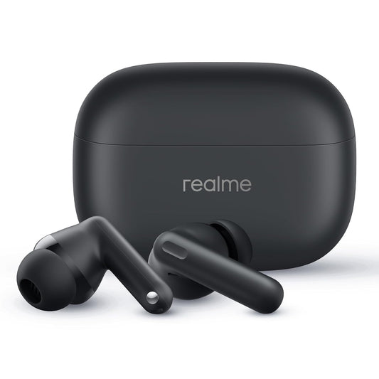 Realme Buds T310 True Wireless in-Ear Earbuds with 46dB Hybrid ANC, 360° Spatial Audio, 12.4mm Dynamic Bass Driver, Upto 40Hrs Battery and Fast Charging (Vibrant Black)