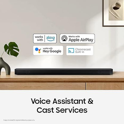 Samsung Q-Symphony soundbar (Q700C/XL) with 3 Channels, 1 subwoofer Channel, and 2 up-Firing Channels, Dolby Atmos with Google & Alexa Smart Speaker (Black)