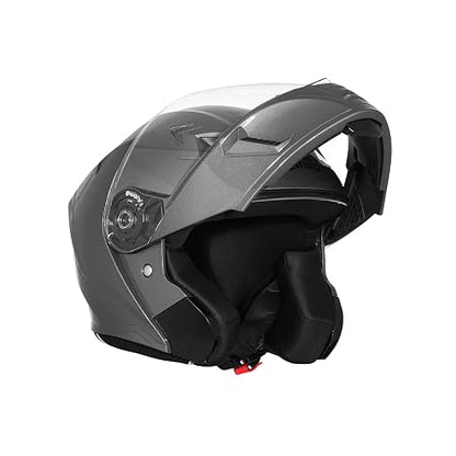 Royal Enfield Mod Adroit MLG Modular Face helmet | Certification: ISI | Impact Protection: High-density EPS liner | Polycarbonate Visor | Micrometric lock | BLACK M