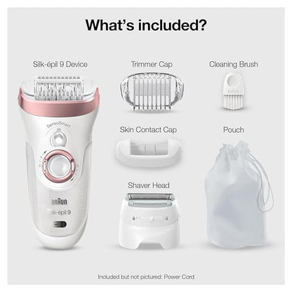 Braun Silk-epil 9 9-720, Epilator for women,Women Shaver & Trimmer, Cordless Wet & Dry Epilation for long lasting hair removal & smooth skin with Sensosmart technology, Less Pain, Waterproof