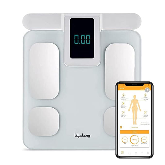 Lifelong 8 electrode Smart Body Fat Scale (With weight display and Bmi on handle| (LLWS126 1 Year Manufacturer's warranty,White)