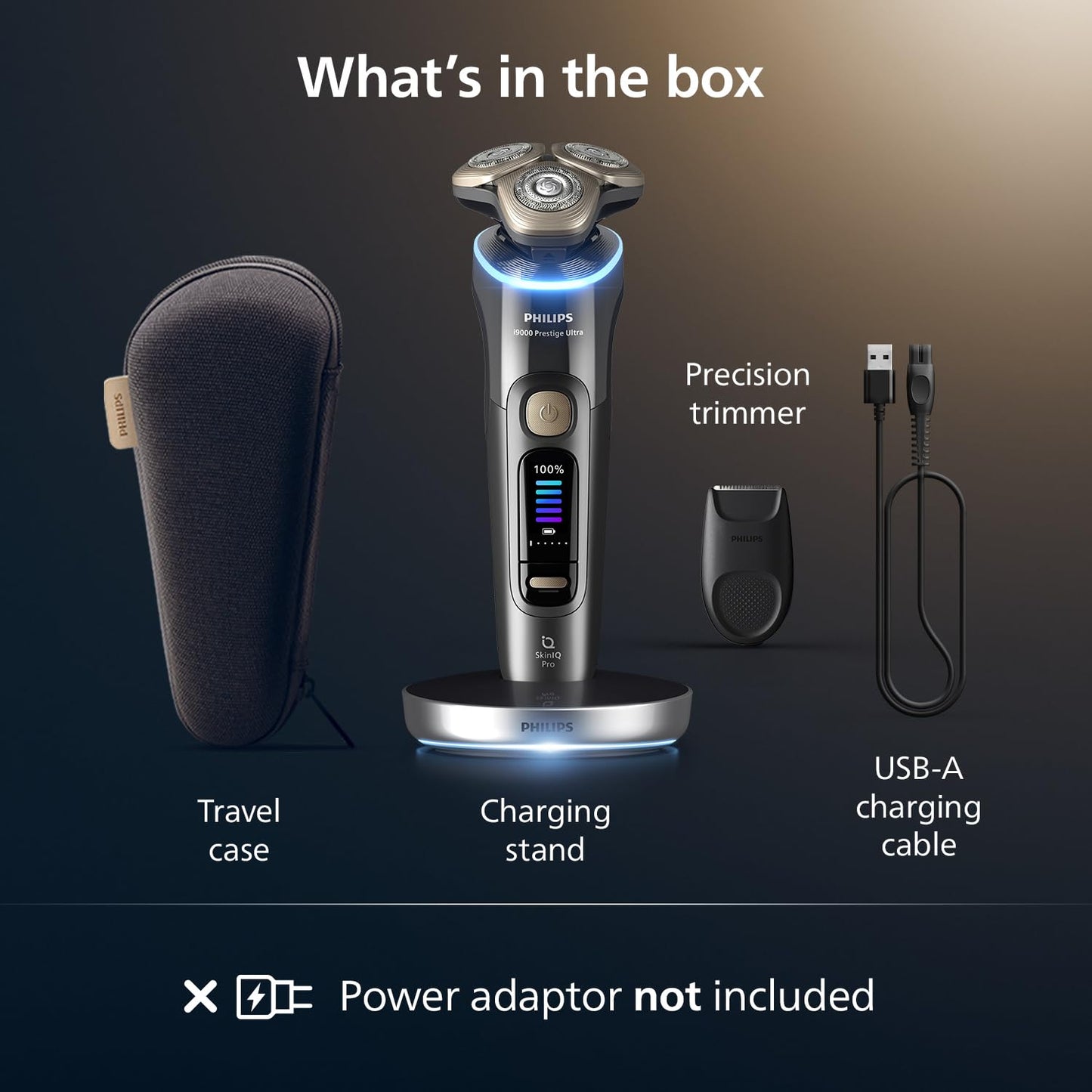 Philips World's No.1 Electric Shaver for Man|AI-powered|Hydro SkinGlide Flex Heads + Precision Trimmer|Triple Lift & Cut |100% Waterproof|3 min Quick Charge| 5 Smart Controls | 7yr Warranty | X9402/11