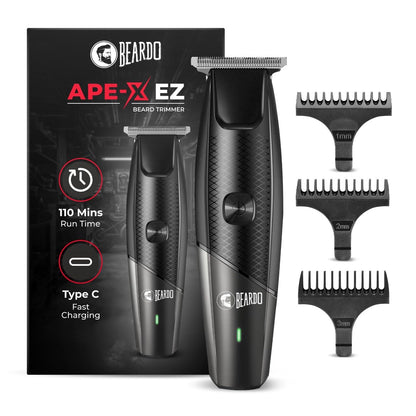 Beardo Ape-X EZ Trimmer for Men Beard | 110 Min Run Time | 7000 RPM Motor | Lithium Ion Battery | Multiple Length Settings | Durable Blades | Beard Trimmer for Gen Z