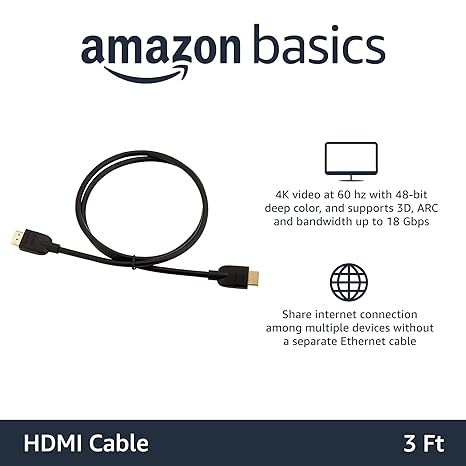 amazon basics 3-Feet High-Speed HDMI 2.0 Cable, Pack of 3 (Black)