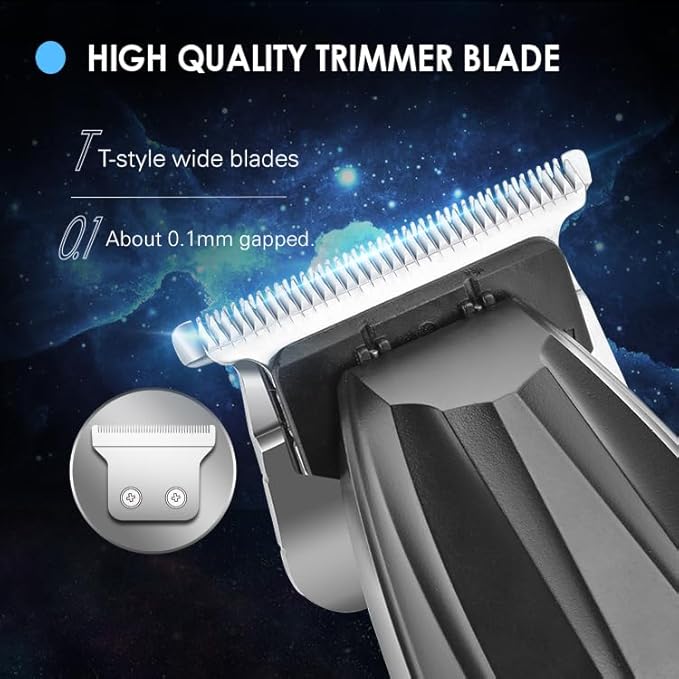WMARK Men Ng-311 Pro Li Outliner Cordless T Blade Hair Trimmer Professional 0.1 Gapped Outlining For Barbers 0.1Mm Balding Shape Up Digital Display 7000 RPM Powerful Rotary Motor Runtime 150Min,Silver