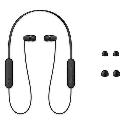 Sony WI-C100 Wireless Headphones with Customizable Equalizer for Deep Bass & 25 Hrs Battery, DSEE-Upscale, Splash Proof, 360RA, Fast Pair, in-Ear Bluetooth Headset with mic for Phone Calls (Black)