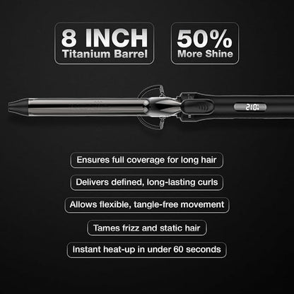 IKONIC CURLING TONG- 22MM 8inch Ceramic Barrel Hair Curler Machine (BLACK & GOLDEN) with Safety Clip, Comfortable Rubber Grip for Salon like Hair Curls, Professional Hair Styling Tool