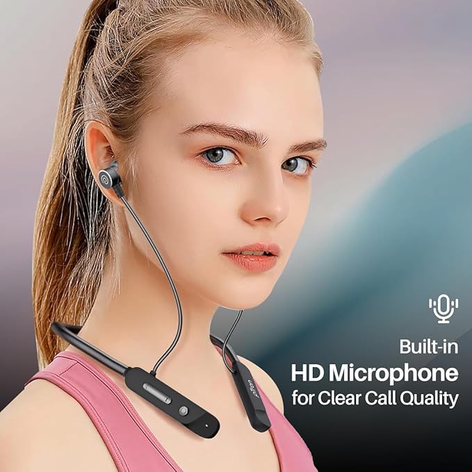 pTron Tangent Buzz w/ 50Hrs Playtime, Pristine Sound, Dual-Device Pairing, Bluetooth 5.4 Wireless in-Ear Earphones with Mic, Hall Switch Function, Voice Assistant, Type-C Fast Charging & IPX5 (Black)