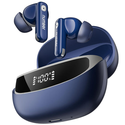 Number Navo Buds Z1 TWS Earbuds | 72H Playtime | Digital Display Case | Quad-Mic ENC | Dual Pairing | Hi-Bass 13mm Drivers | Quick Charge | 35ms Low Latency | IPX5 | Touch Controls | (Winter Blue)