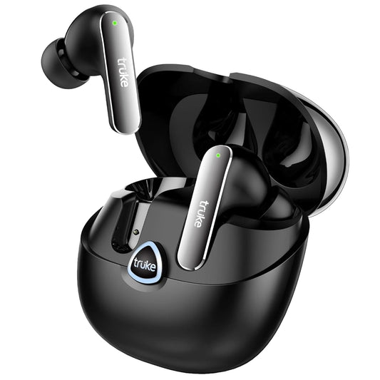 Truke Buds F1 Ultra True Wireless in Ear Earbuds Spatial Audio Experience, 60H Playtime Ear Buds, Quad Mics Crystal-Clear Calls, Fast Charging, Bluetooth 5.3, Noise Cancellation, Gaming Mode (Black)