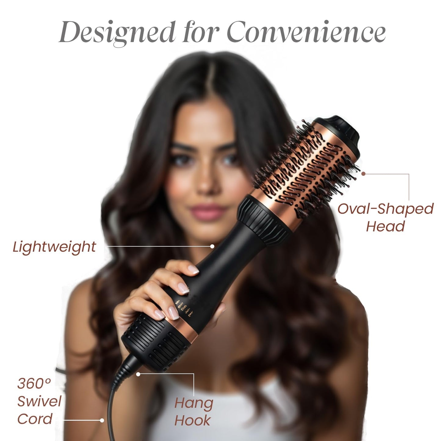Urban Yog MakeMeeBold Hot Air Brush | 2-in-1 Hair Dryer & Straightener Brush with 3 Temp, 2 Speed Settings, Tangle-Free Bristles, 1200W, Auto Shut-Off | Gifts for woman