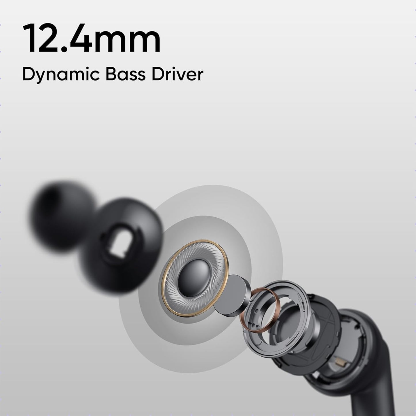 Realme Buds T310 True Wireless in-Ear Earbuds with 46dB Hybrid ANC, 360° Spatial Audio, 12.4mm Dynamic Bass Driver, Upto 40Hrs Battery and Fast Charging (Vibrant Black)