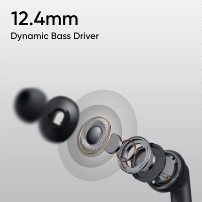 Realme Buds T310 True Wireless in-Ear Earbuds with 46dB Hybrid ANC, 360° Spatial Audio, 12.4mm Dynamic Bass Driver, Upto 40Hrs Battery and Fast Charging (Vibrant Black)