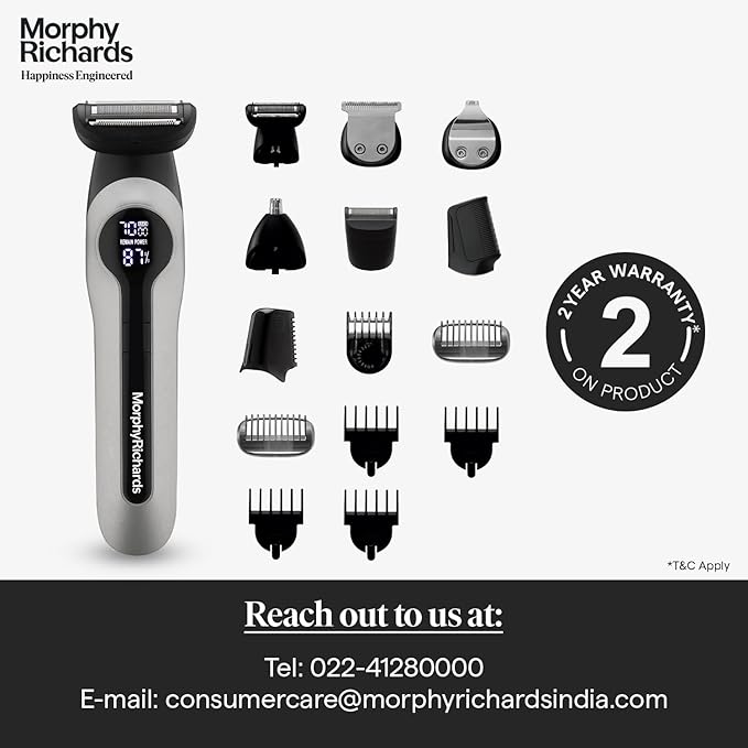 Morphy Richards Kingsman Digital 15-IN-1 Men Body Groomer, White
