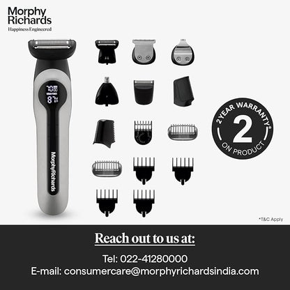 Morphy Richards Kingsman Digital 15-IN-1 Men Body Groomer, White