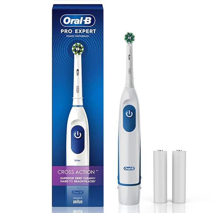 Oral B Pro Expert AA Battery Electric Toothbrush for Adults, 2 Min Timer with Quadpacer, Long Battery Life, IPX7 Water Resistant, 2 Year Warranty by Oral-B, Dentist inspired Round Brush Head