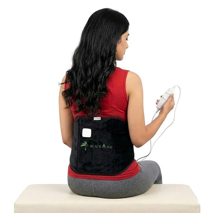 Premium Orthopaedic BLACK OLIVE® Electric Heating Belt for Back Pain + Period Cramps Relief | LARGE SIZE | Pain Relief Heating Belt with Temperature Controller for Lower Back, Knee, Shoulder, Cramps, and Neck Pain Relief | Velvet Black