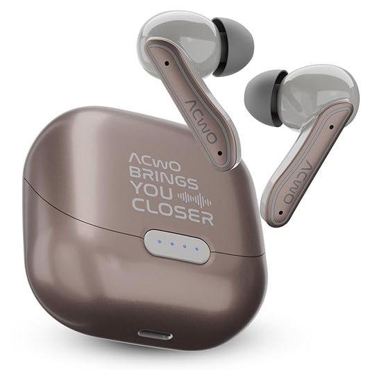 ACwO Dwots 737 Wireless in Ear Earbuds | 70Hrs Playtime | Up to 32Db ANC | 4 Mics with Enc | Bluetooth V5.4 | Hyperboost Charging 10Mins Charge = 120Mins Playtime (Woody Brown)